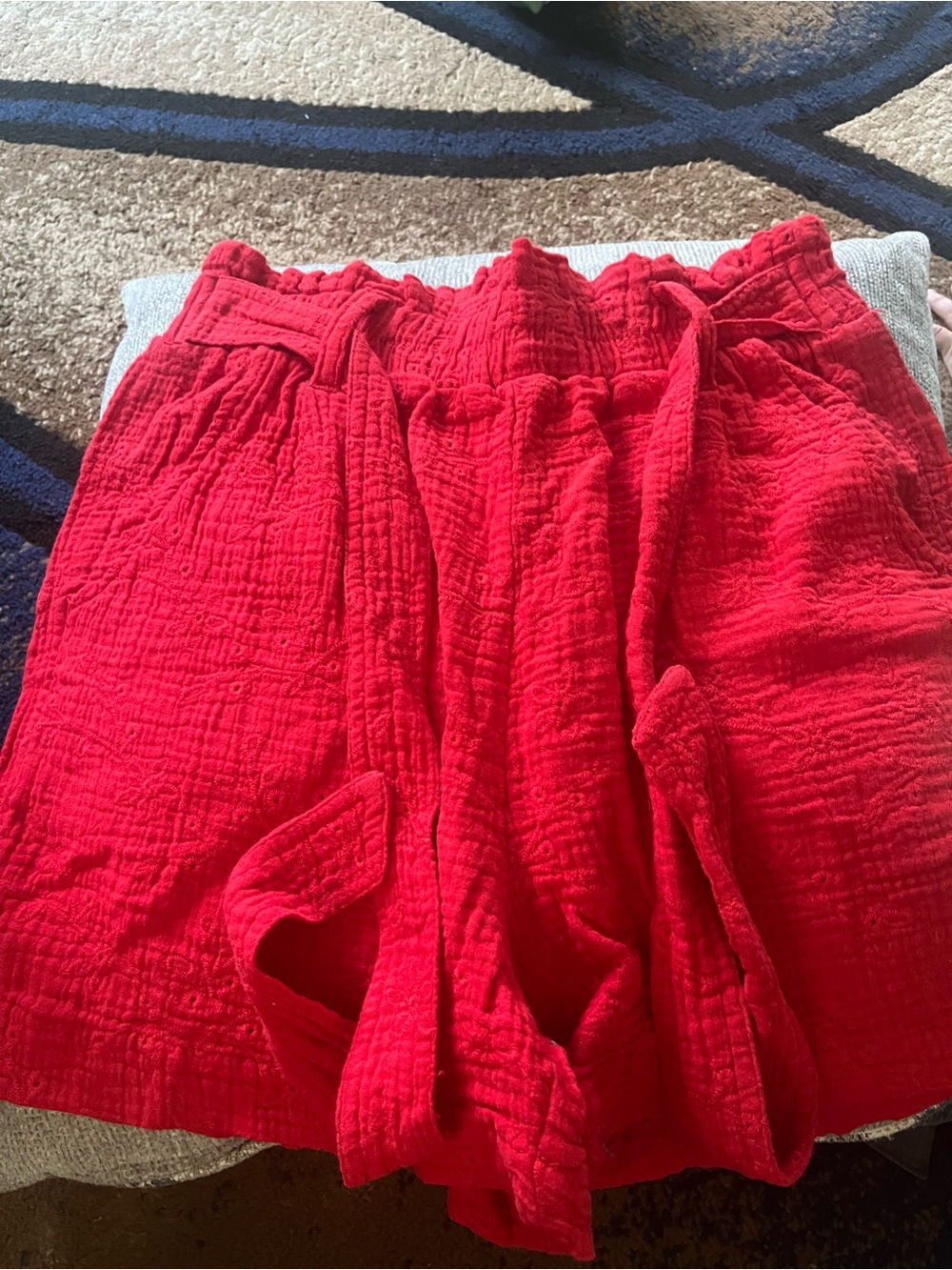 Knox Rose Red Textured Tie-Waist Bermuda Shorts